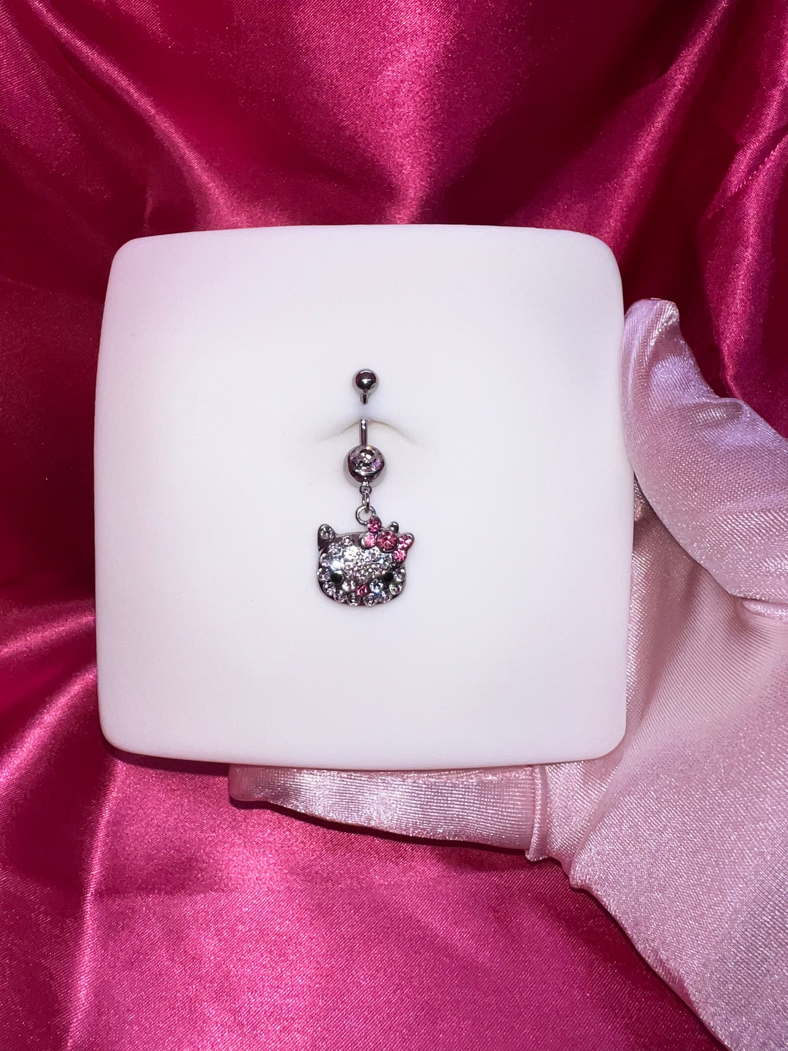 Icy Kitty Titanium Internally Threaded Belly Ring