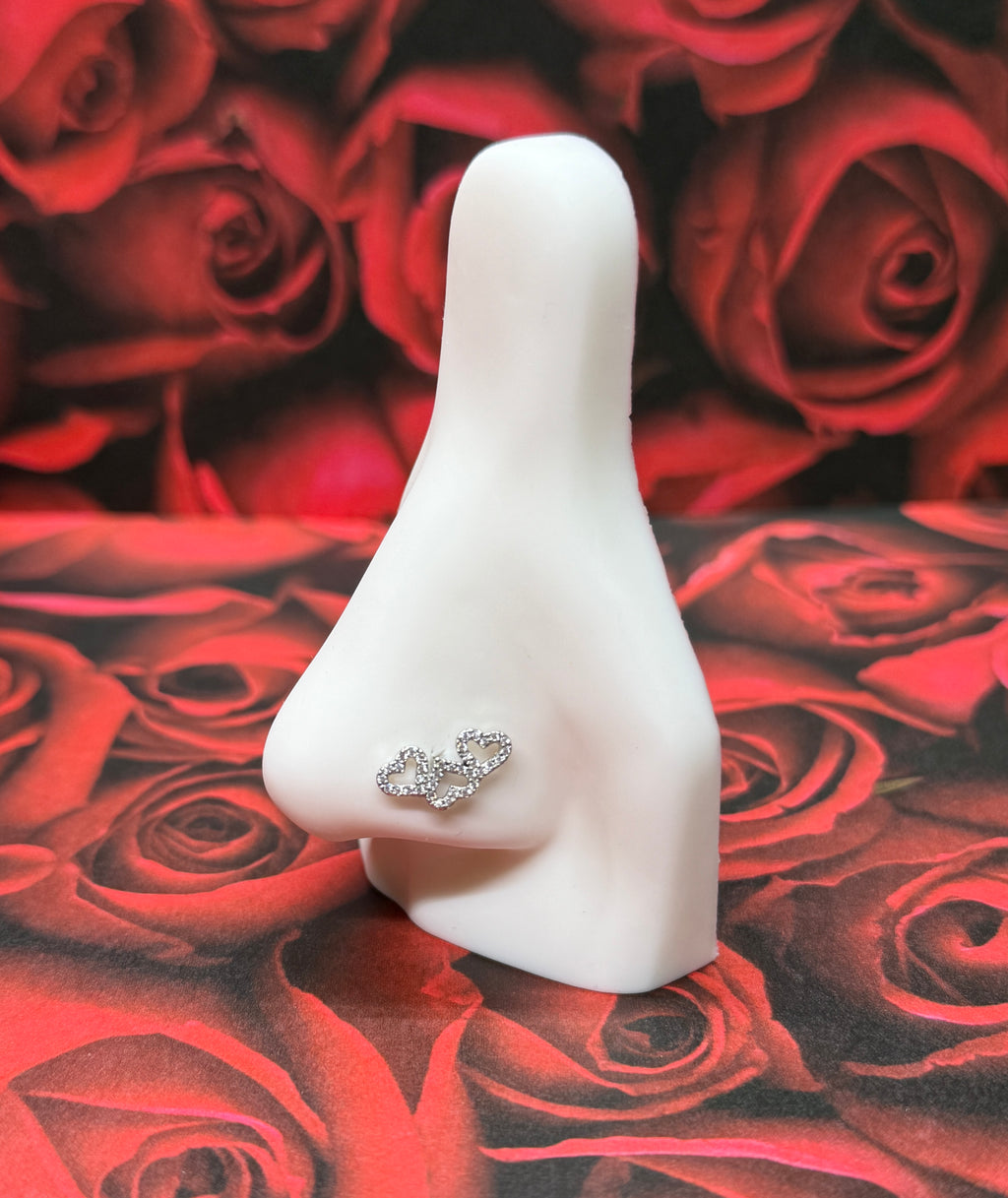 3 Heart Nose Ring