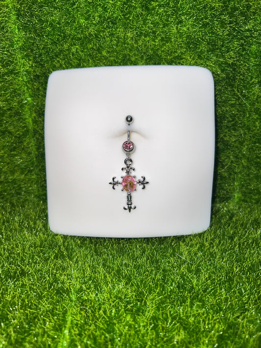 Melissa Pink Cross Belly Ring