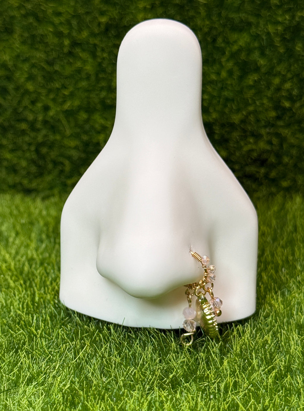 Amber Heart Dangle Nose Ring