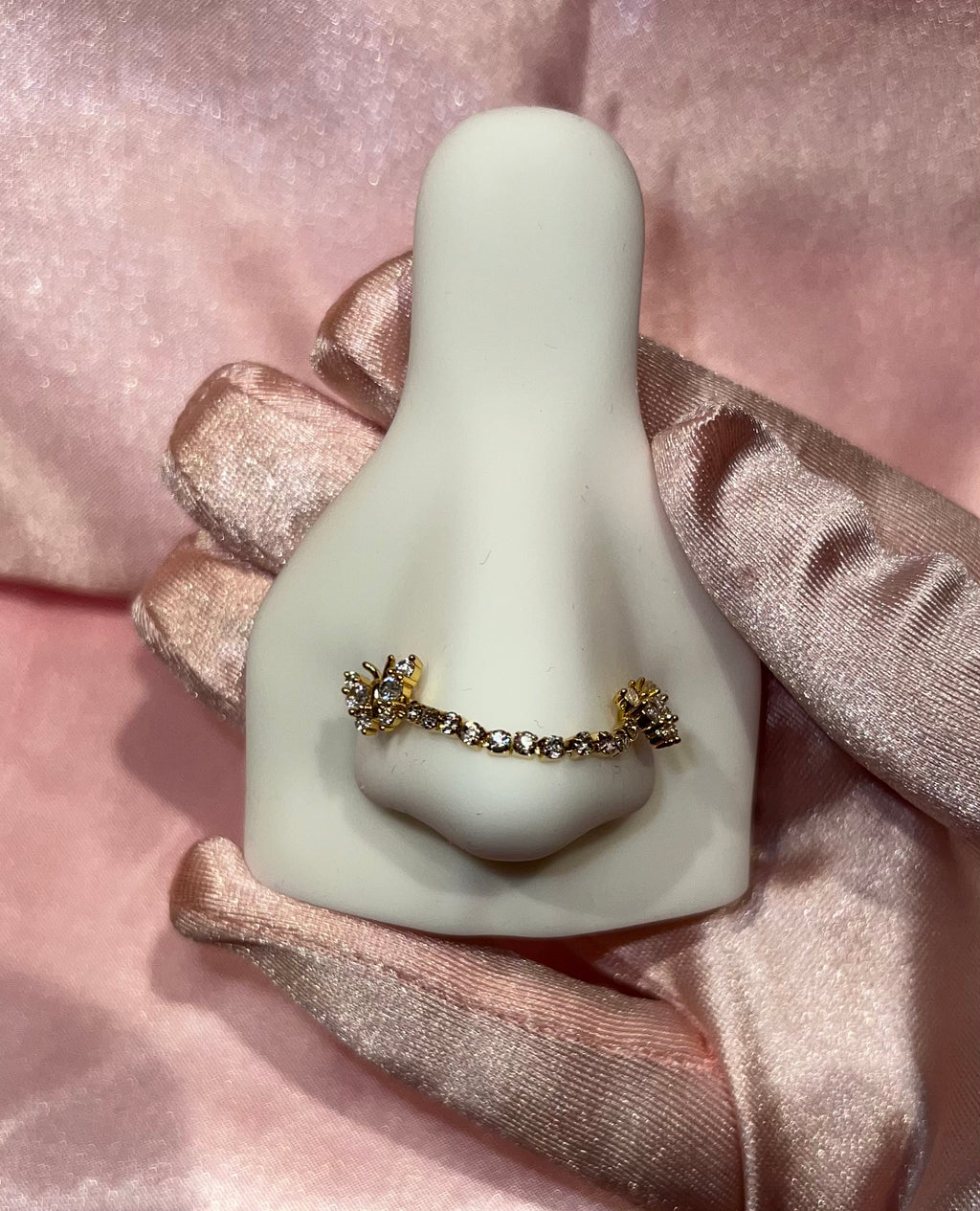 Icy Butterfly Chain Nose Ring