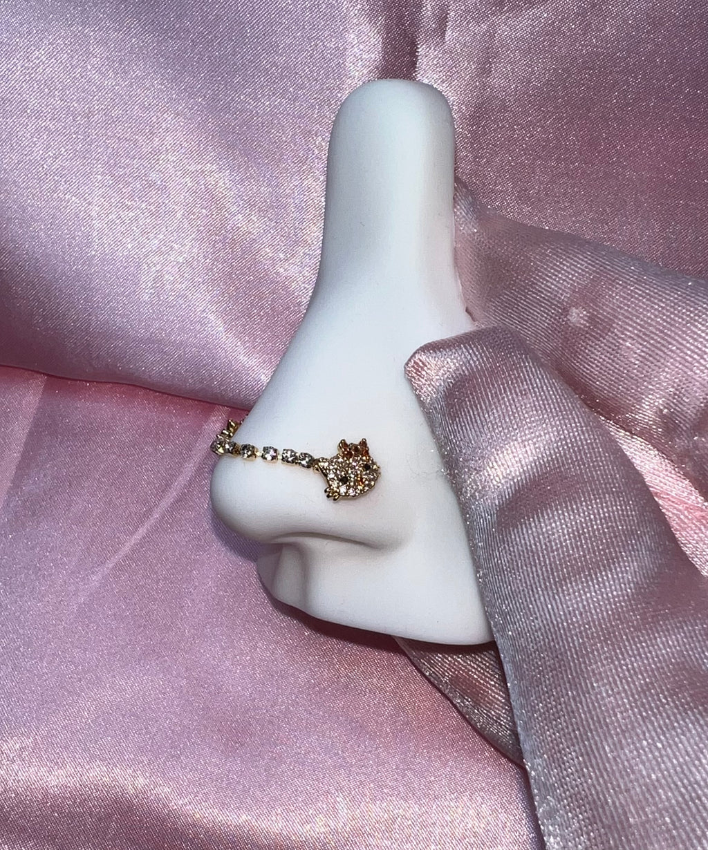 HK Chain Nose Ring - Gold