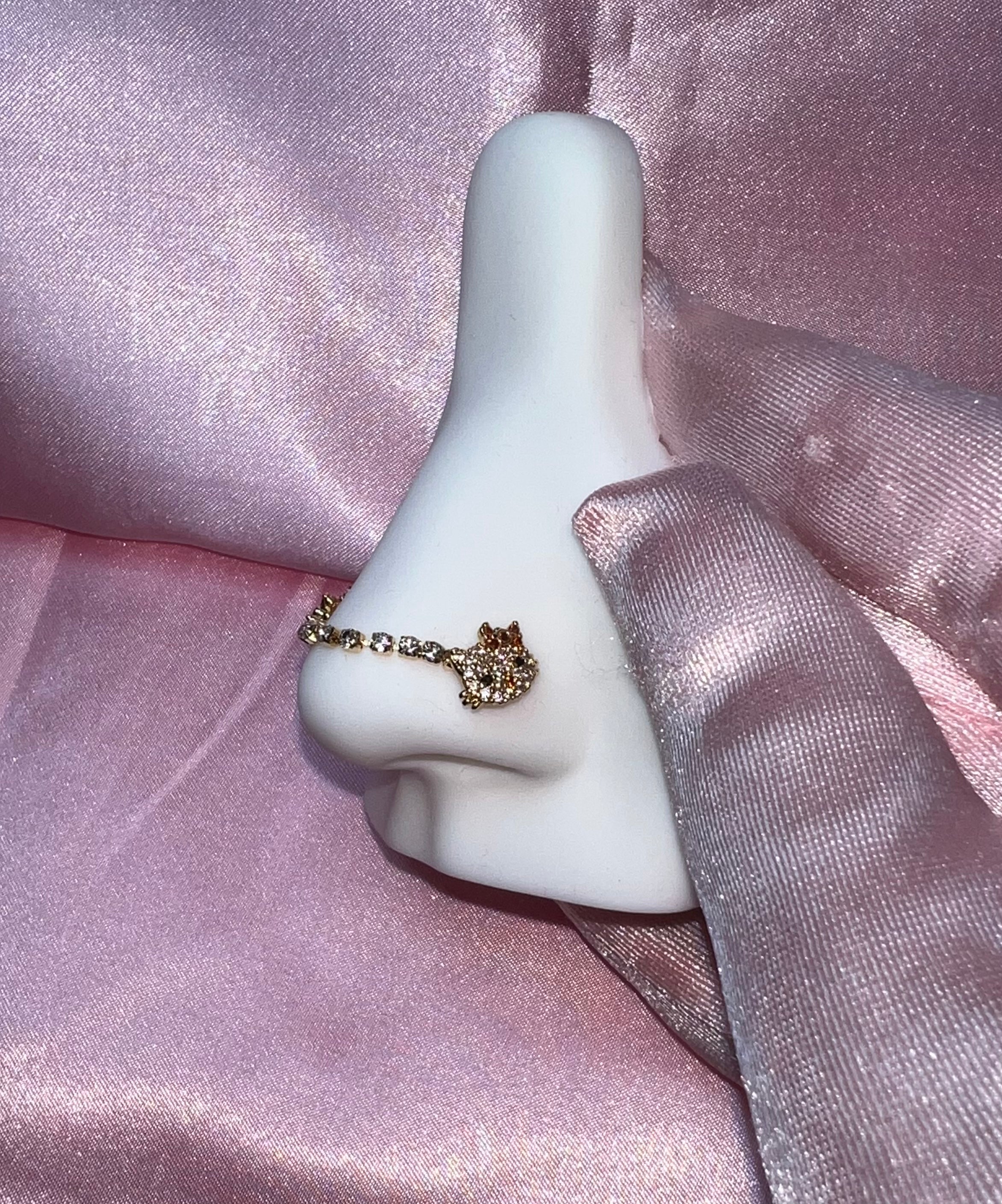 HK Chain Nose Ring - Gold