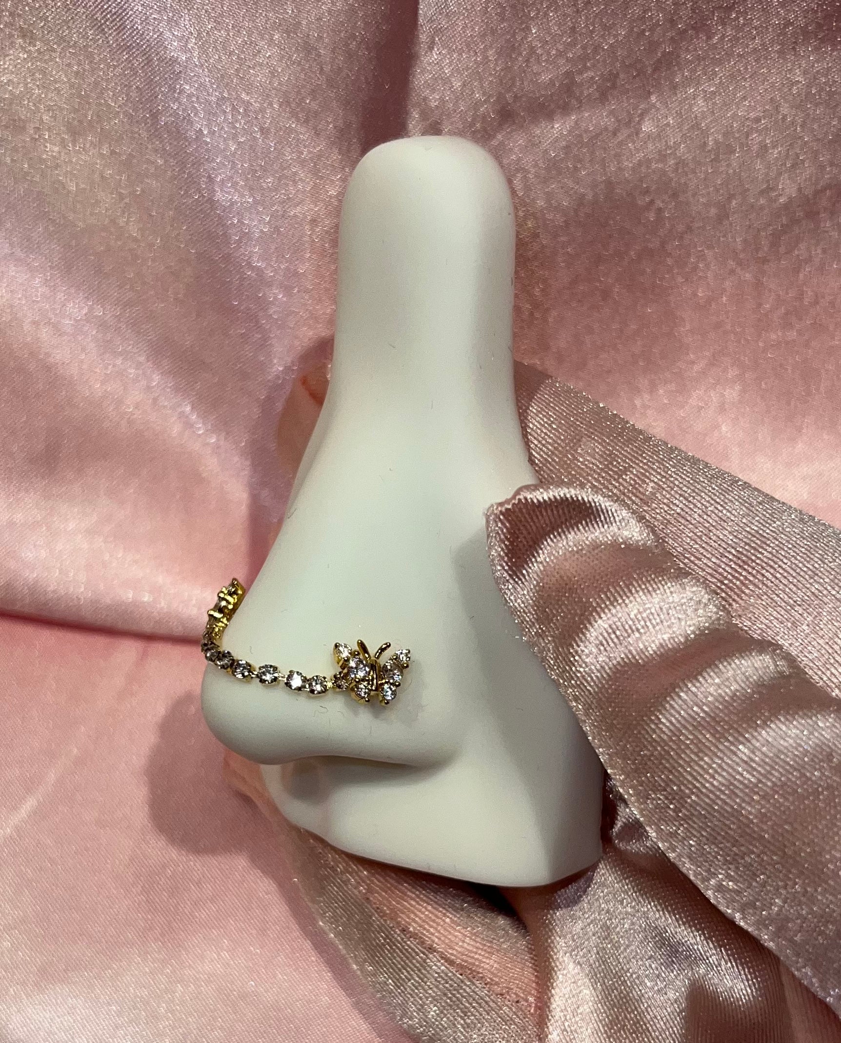 Icy Butterfly Chain Nose Ring