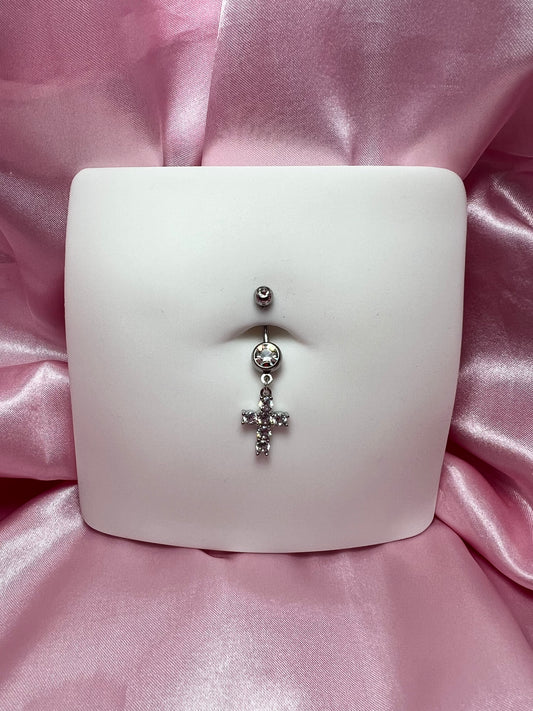 Icy Cross Belly Ring