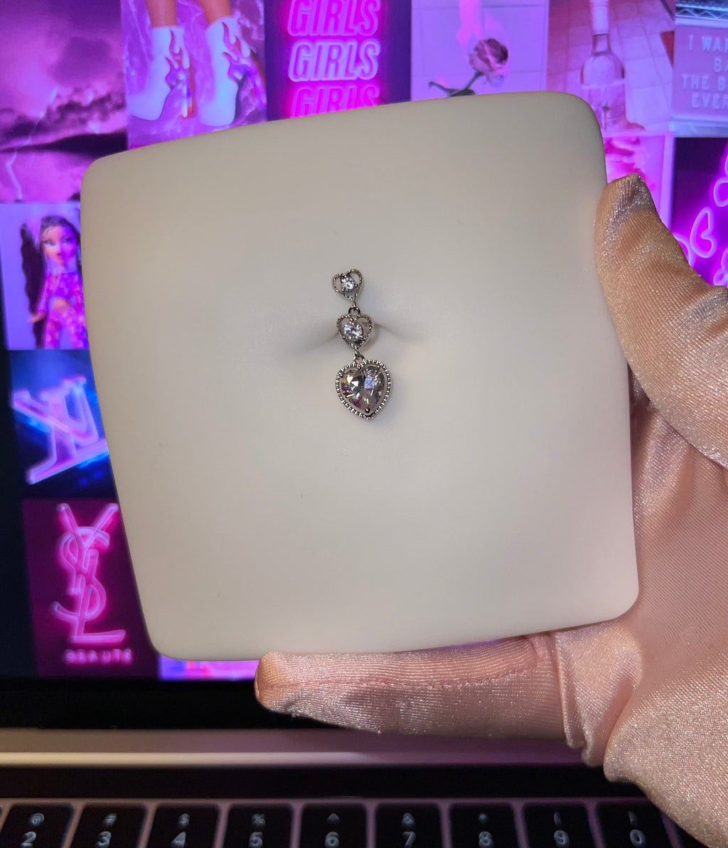 Evelyn 3 Heart Belly Ring