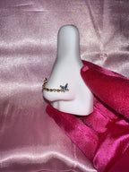 Crystal Blue Butterfly Chain Nose Ring 🦋