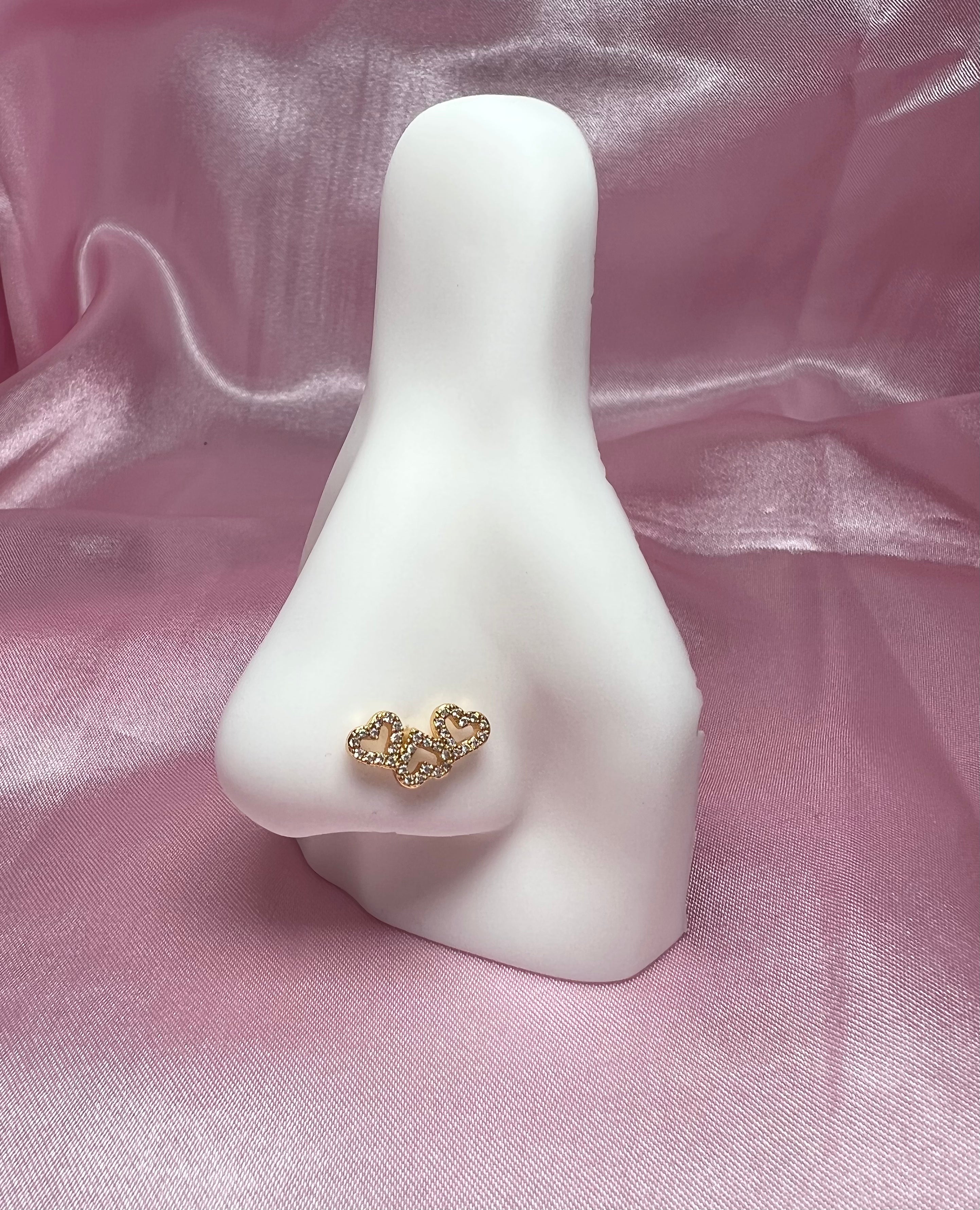 3 Heart Nose Ring
