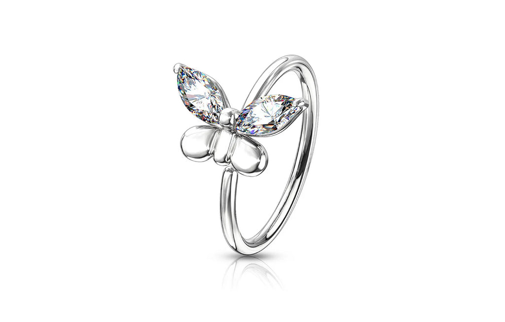 Mercedes Butterfly Hoop Nose Ring